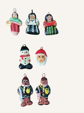 Vintage Handpainted Vintage Mixed Character Ornaments - Multicolor Folk Art Tiny